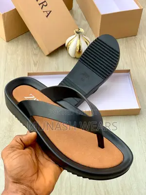 Zara Leather Slipers 40-46 Brown