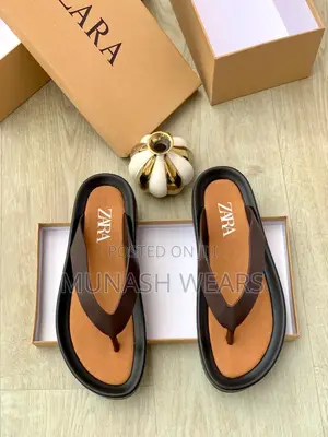 Zara Leather Slipers 40-46 Brown