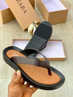 Zara Leather Slipers 40-46 Brown