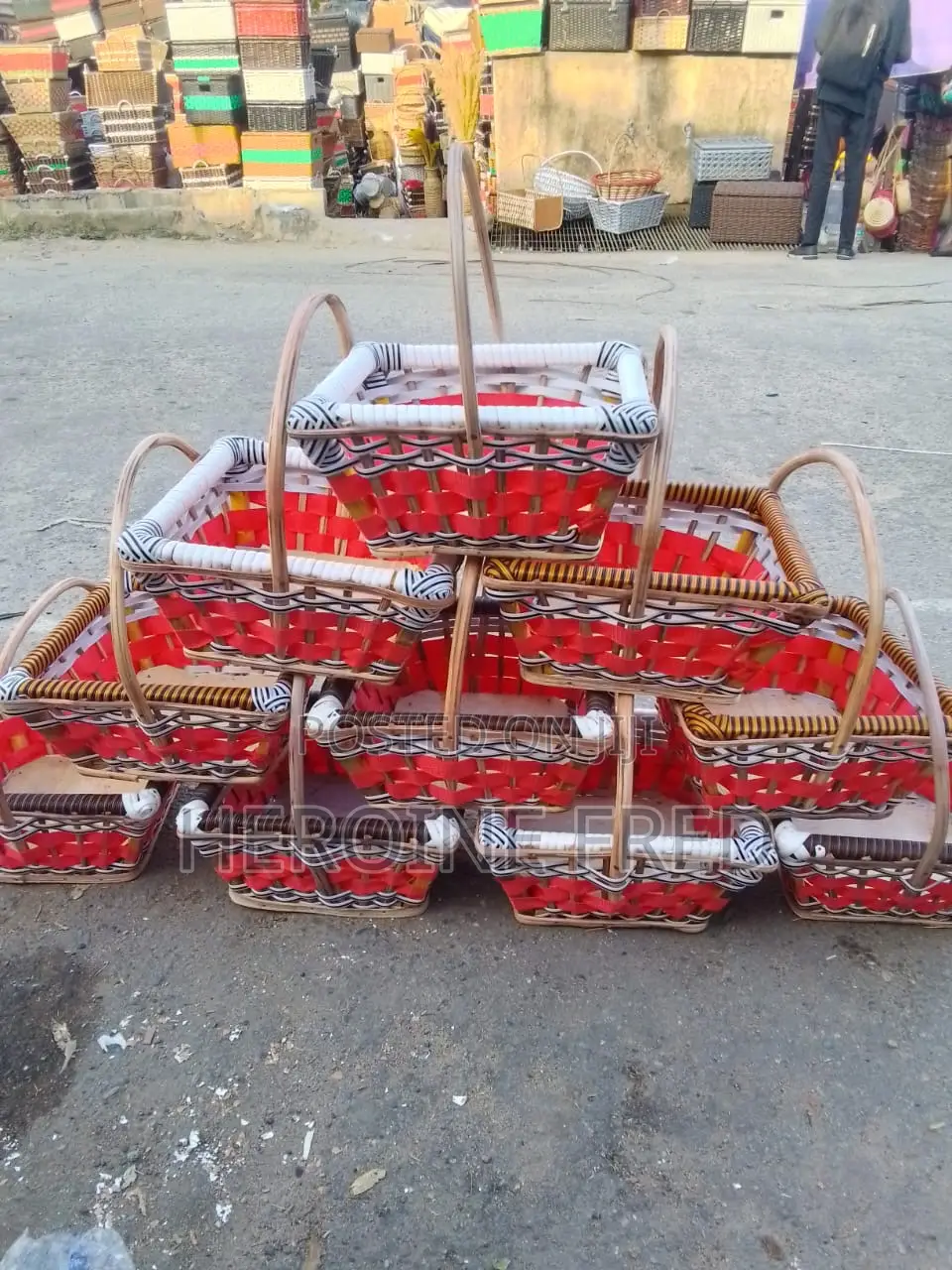 Hamper Basket Cane Made
