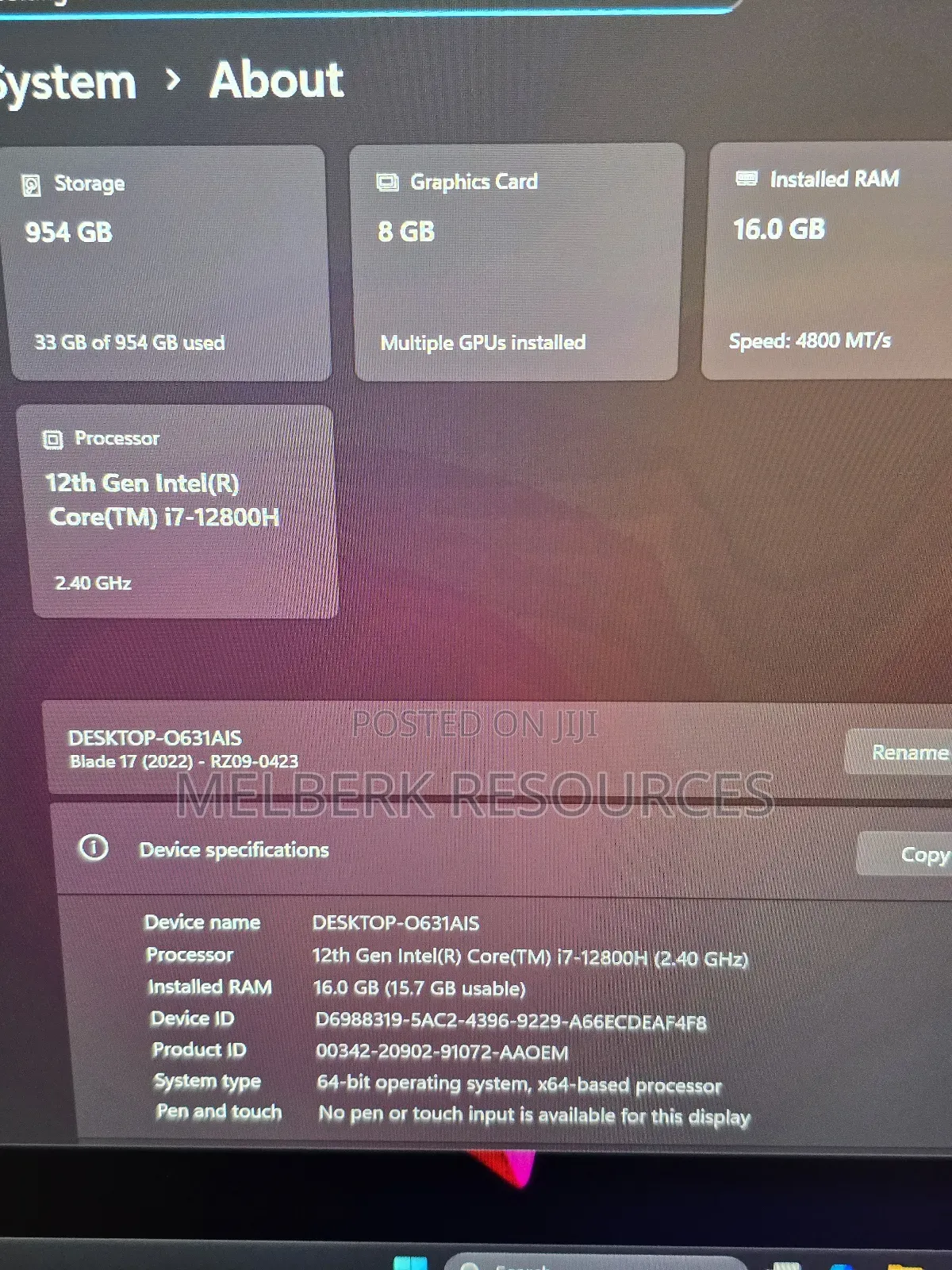 Laptop Razer Blade 16GB Intel Core i7 SSD 1T