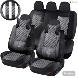 Crown Seat Cover Black and Gray Colour Leather