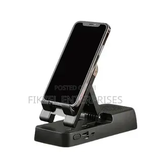 Foldable Desktop Phone Holder With Bluetooth Speaker and Powerbank