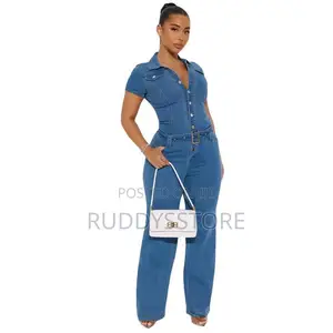 Luxury Denim Belted Jumpsuit
