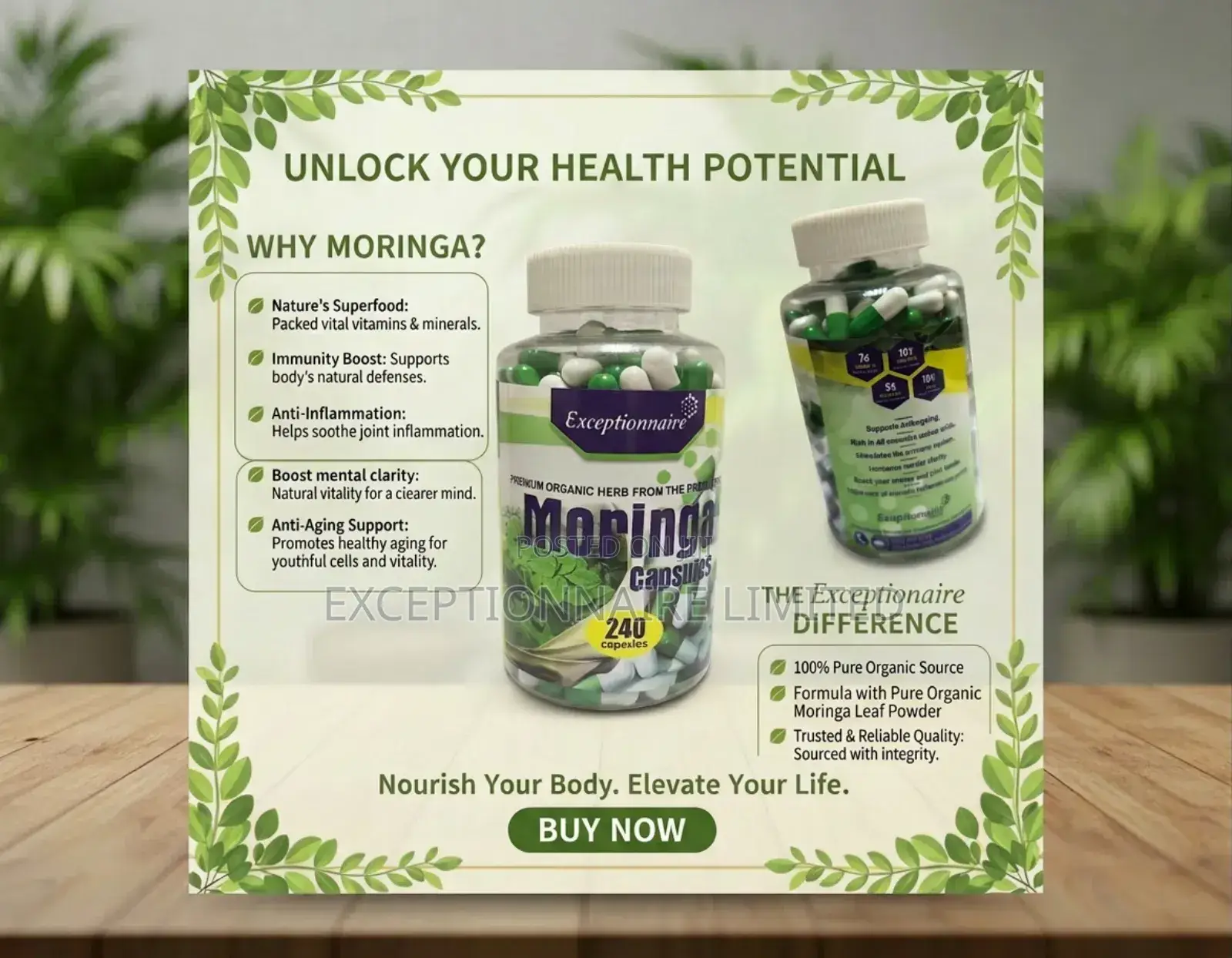 Exceptionnaire Moringa Capsules – Energy Immunity Boost