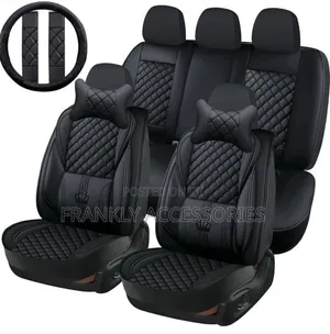 Crown Plain Black Leather Seat Cover