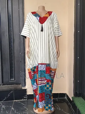 Combination of Both Stripe and Ankara Gown