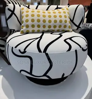 Modern Swivel Accent Chair With Abstract Black and White Pattern