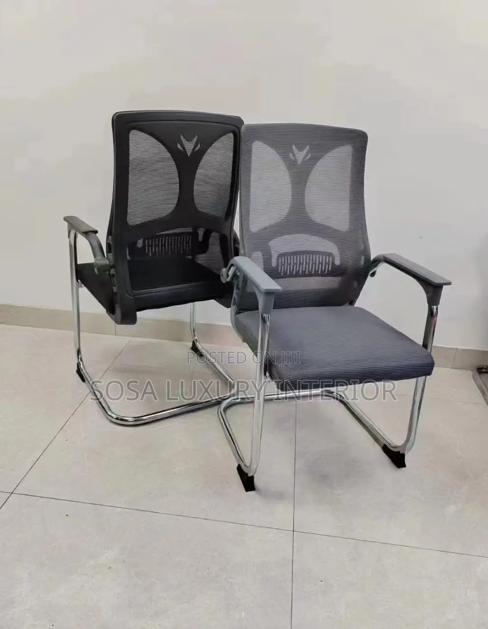 Modern Mesh Office Visitor Chair With Chrome Base