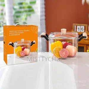 Square Pot High Borosilicate Heat Resistant Glass Pot