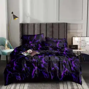 Black Purple Lightning Duvet Bedsheet Set (6x7)