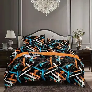 Black Luxury Duvet, Bedsheet Set With Pillowcases (6x6)