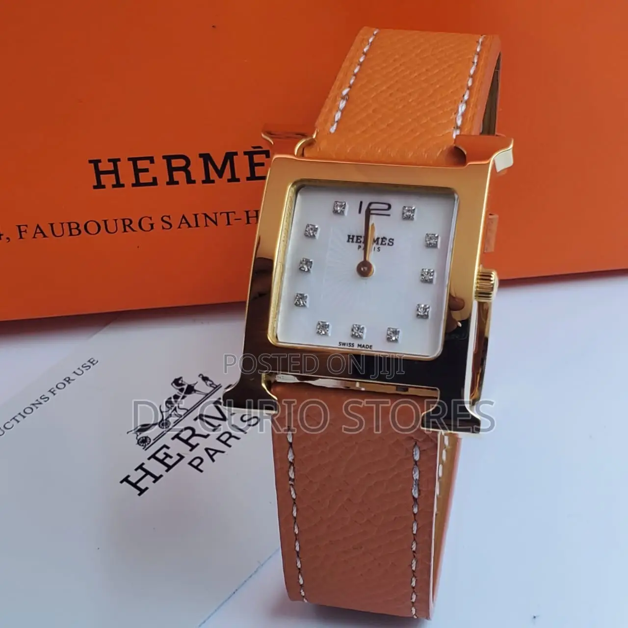 Hermes Unisex Leather Strap Battery Power