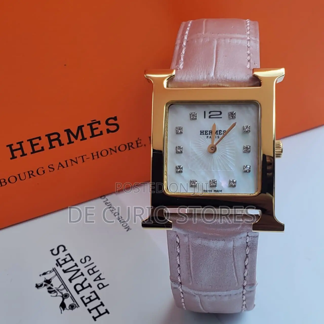 Hermes Unisex Leather Strap Battery Power