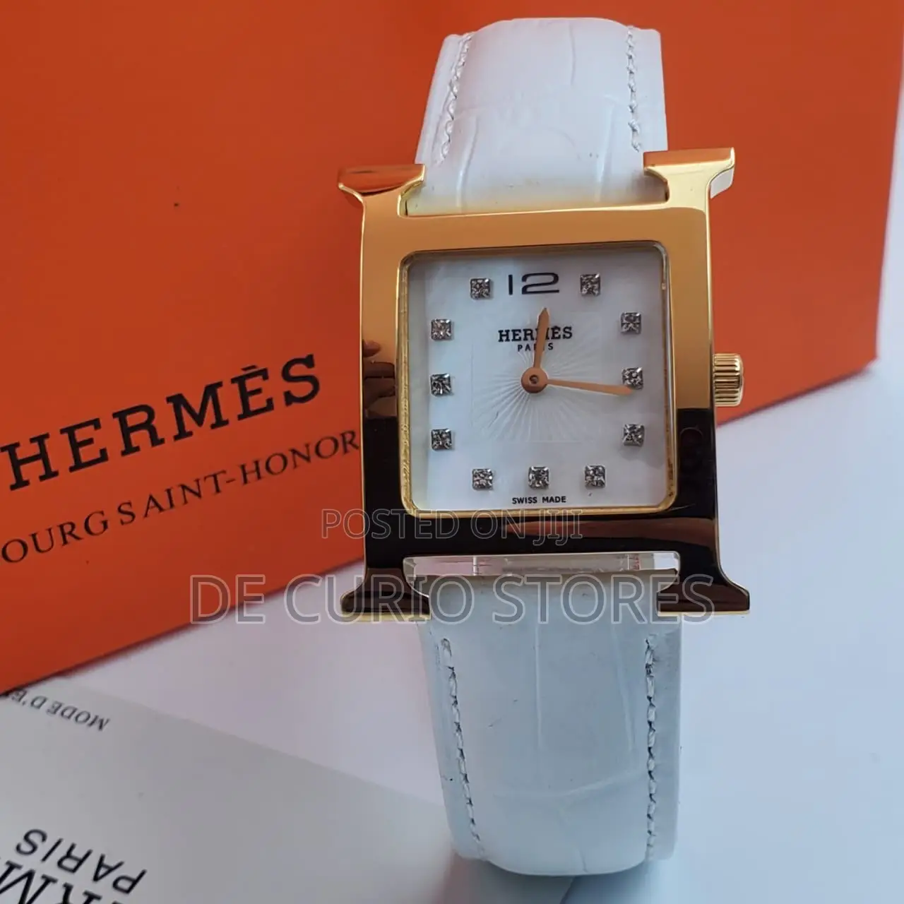 Hermes Unisex Leather Strap Battery Power