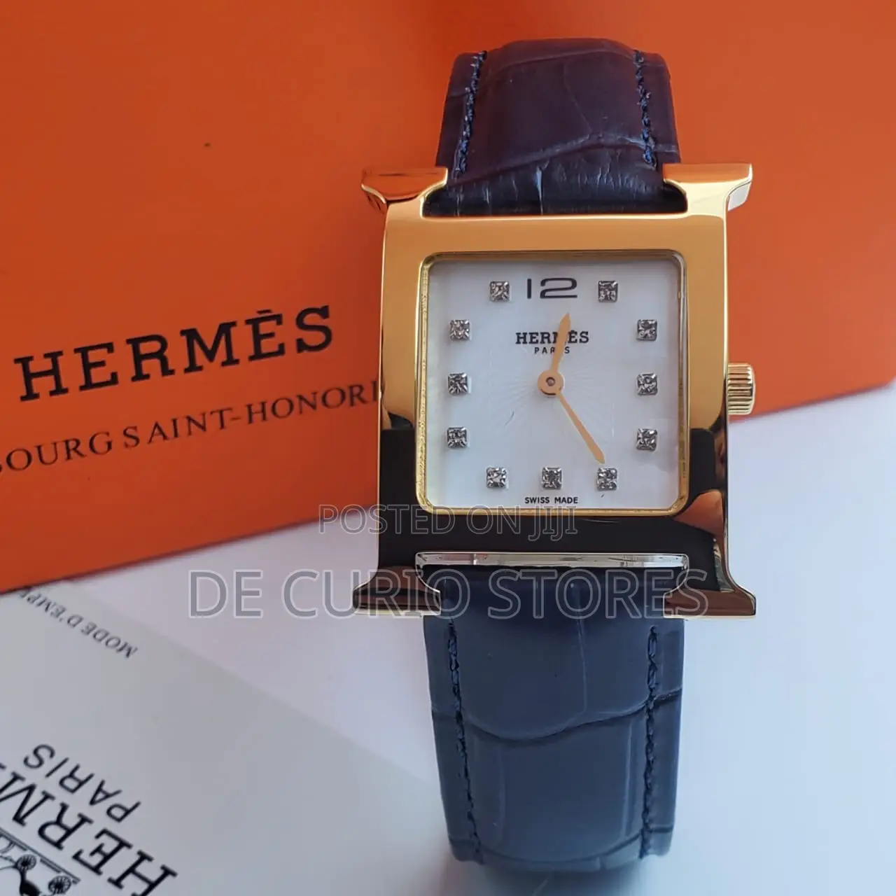 Hermes Unisex Leather Strap Battery Power
