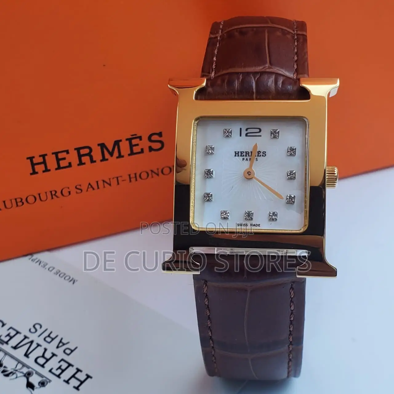 Hermes Unisex Leather Strap Battery Power