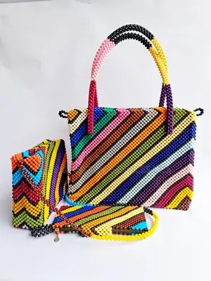Women's 3 in 1 African Beaded Hand Bag