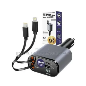 4-in-1 Fast Charging Car Charger With A Power Output Of Up To 120w