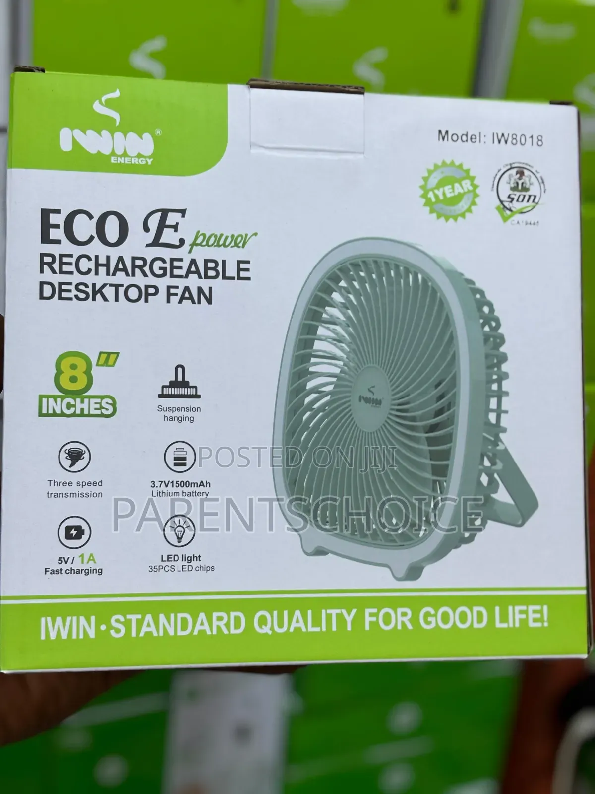 Iwin Rechargeable Fan 8inches