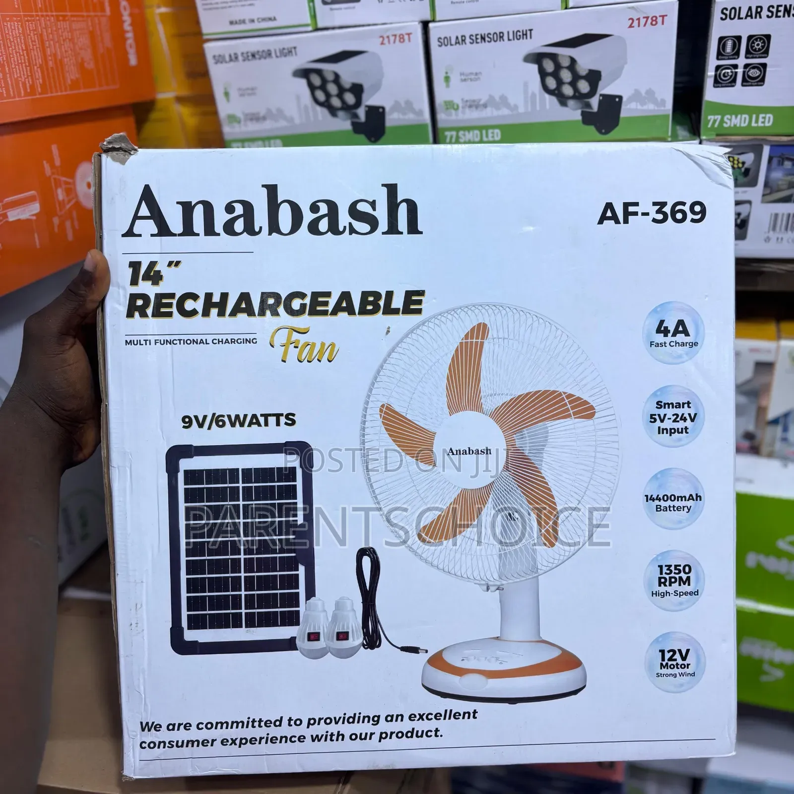 Anabash 14" Rechargeable Fan