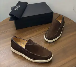 Zegna Men’S Suede Coffee Loafers