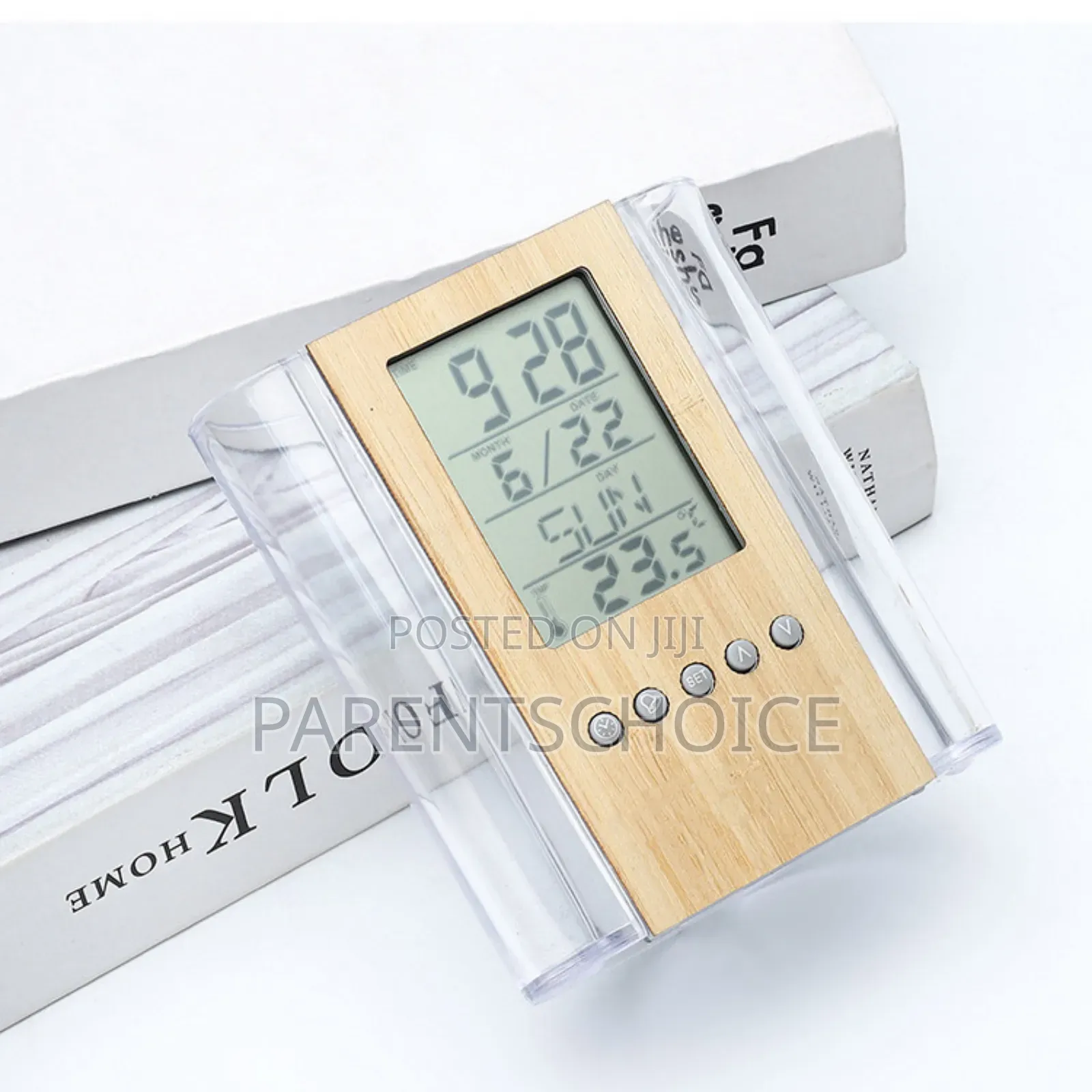 Desktop Digital Alarm Clock-Wooden Pen Stand With Clock