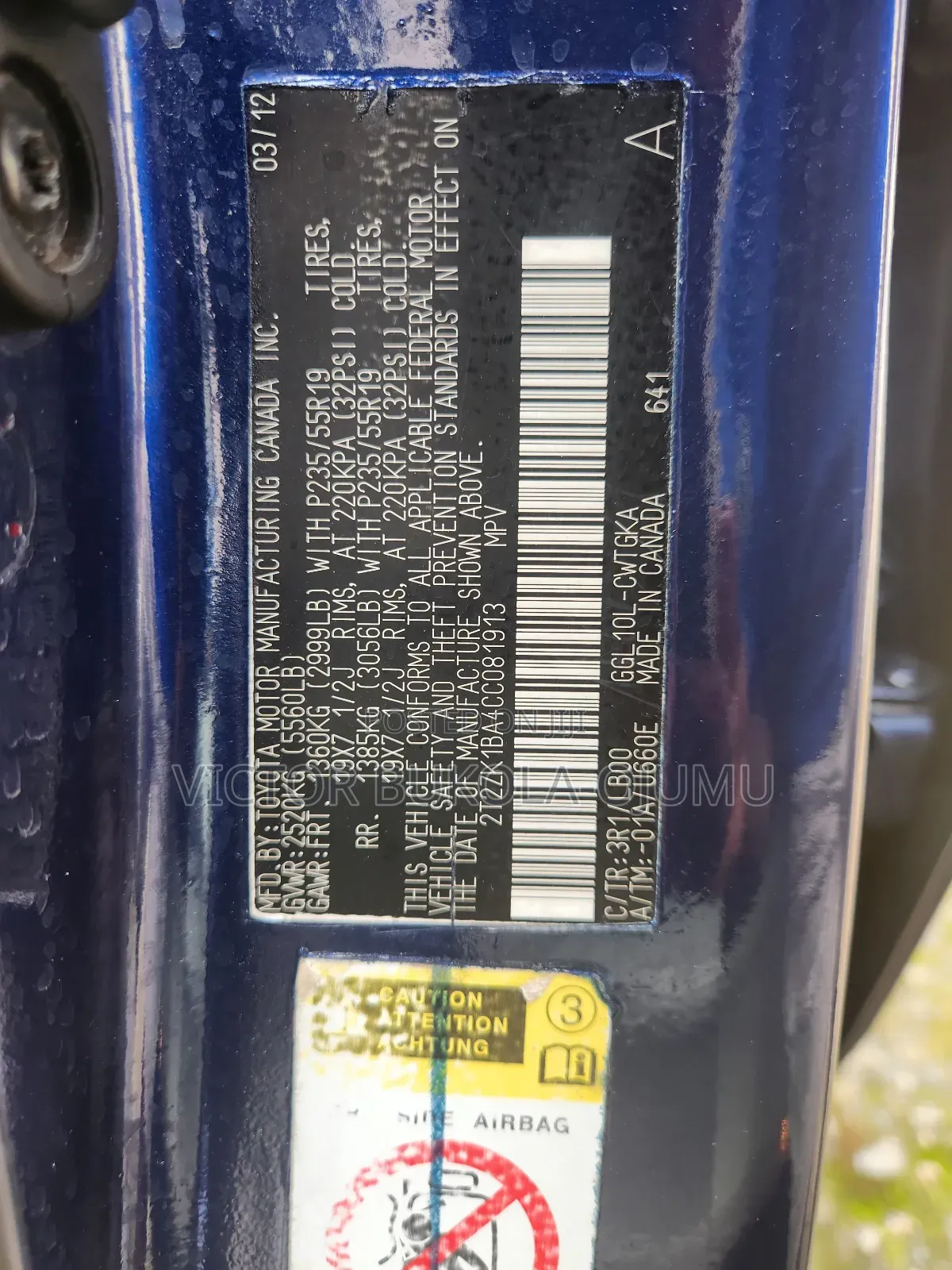 Lexus RX 350 FWD 2012 Blue