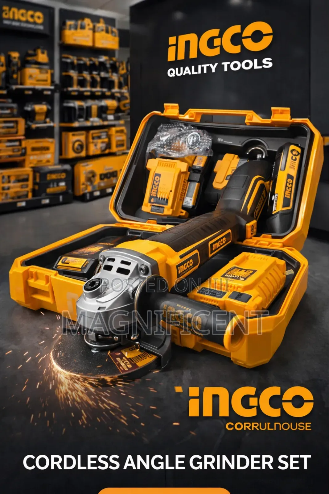 Ingco Lithium 20v Angle Grinder + Battery Charger