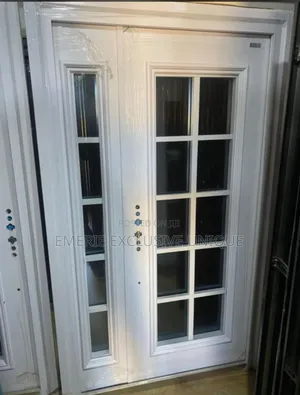 4ft French White Glass Door Double Glass