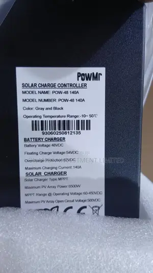 Powmr 140a MPPT Charge Controller (48v) – 500v / 6500w Pv Input