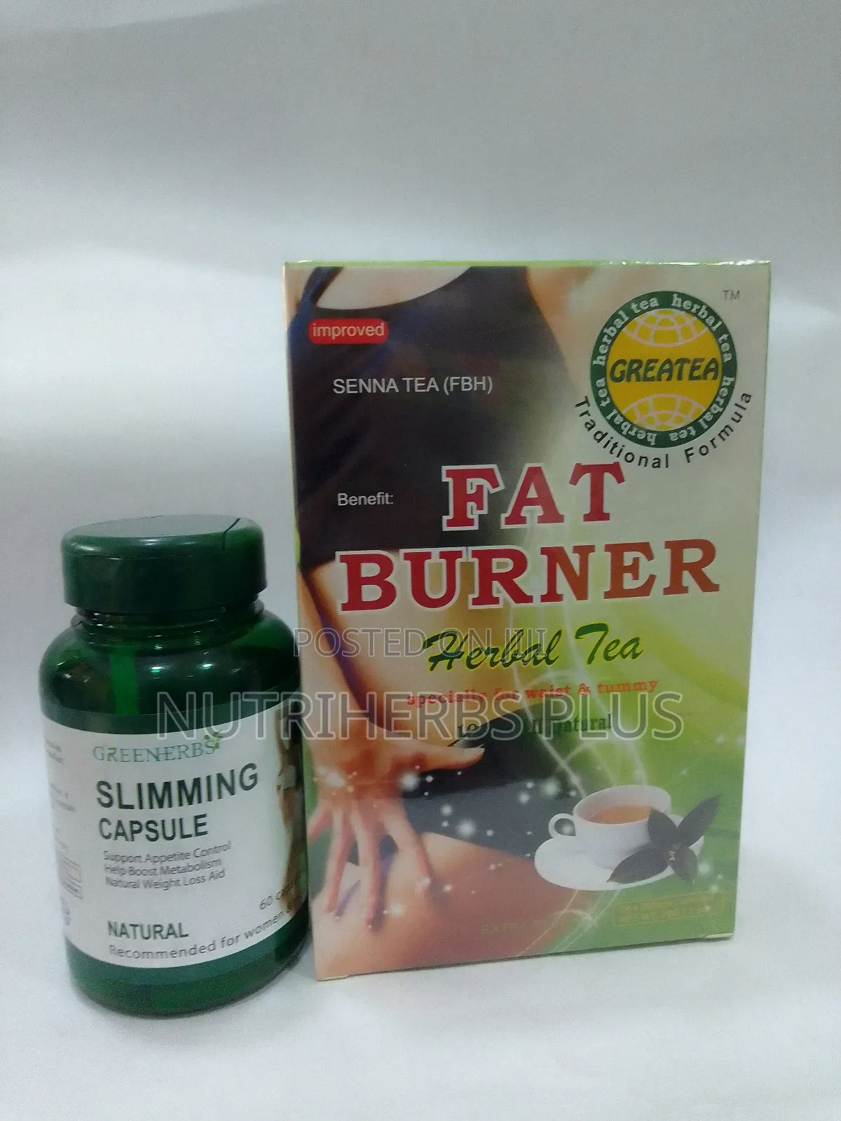 Greenherbs Slimming Capsules+ Greatea Fat Burner Tea: For Weight Loss