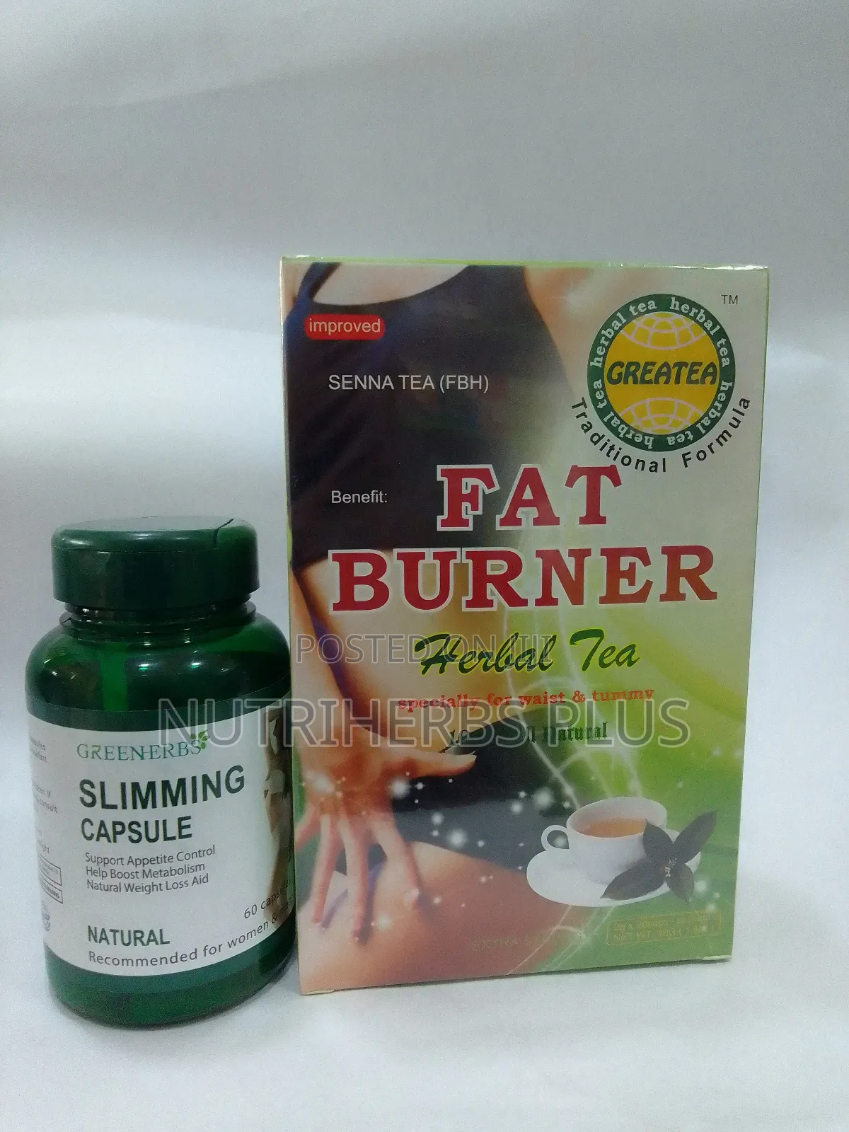 Greenherbs Slimming Capsules+ Greatea Fat Burner Tea: For Weight Loss