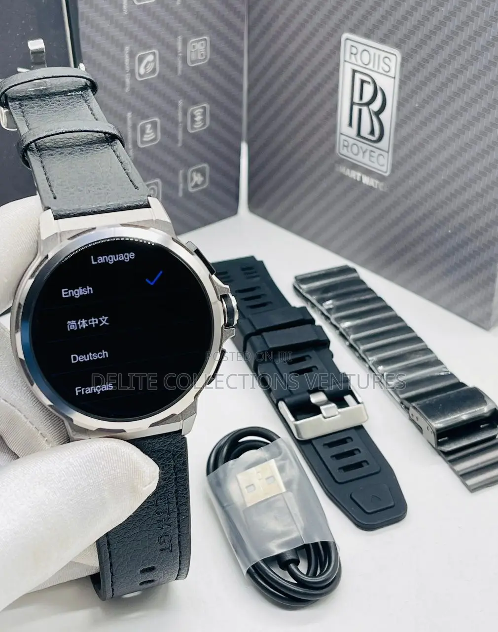 *Rolls Royce (Royec) Round Structured Waterproof Smartwatch