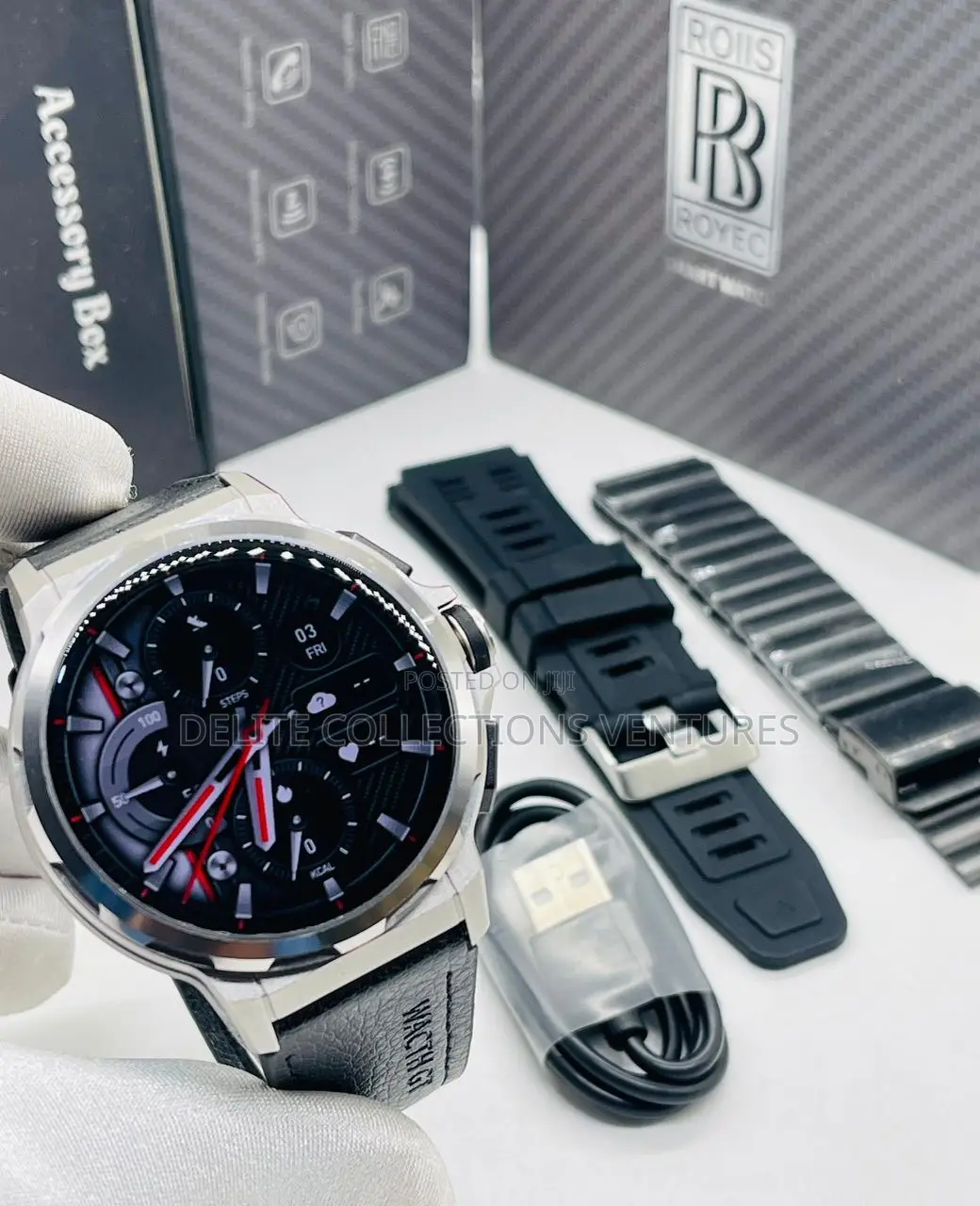 *Rolls Royce (Royec) Round Structured Waterproof Smartwatch