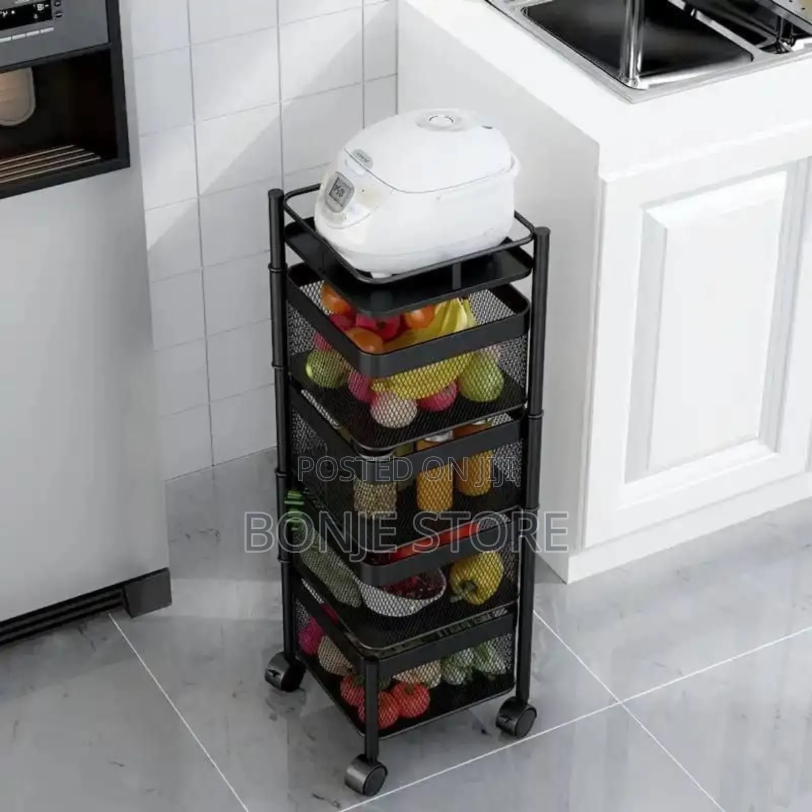 5 Layer Square Kitchen Storage Rack, Rotating Rack, Fruit Basket