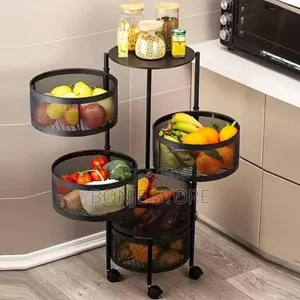 5 Layer Round Shape Kitchen Storage Rack, Rotating Rack, Fruit Basket