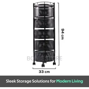 5 Layer Round Shape Kitchen Storage Rack, Rotating Rack, Fruit Basket