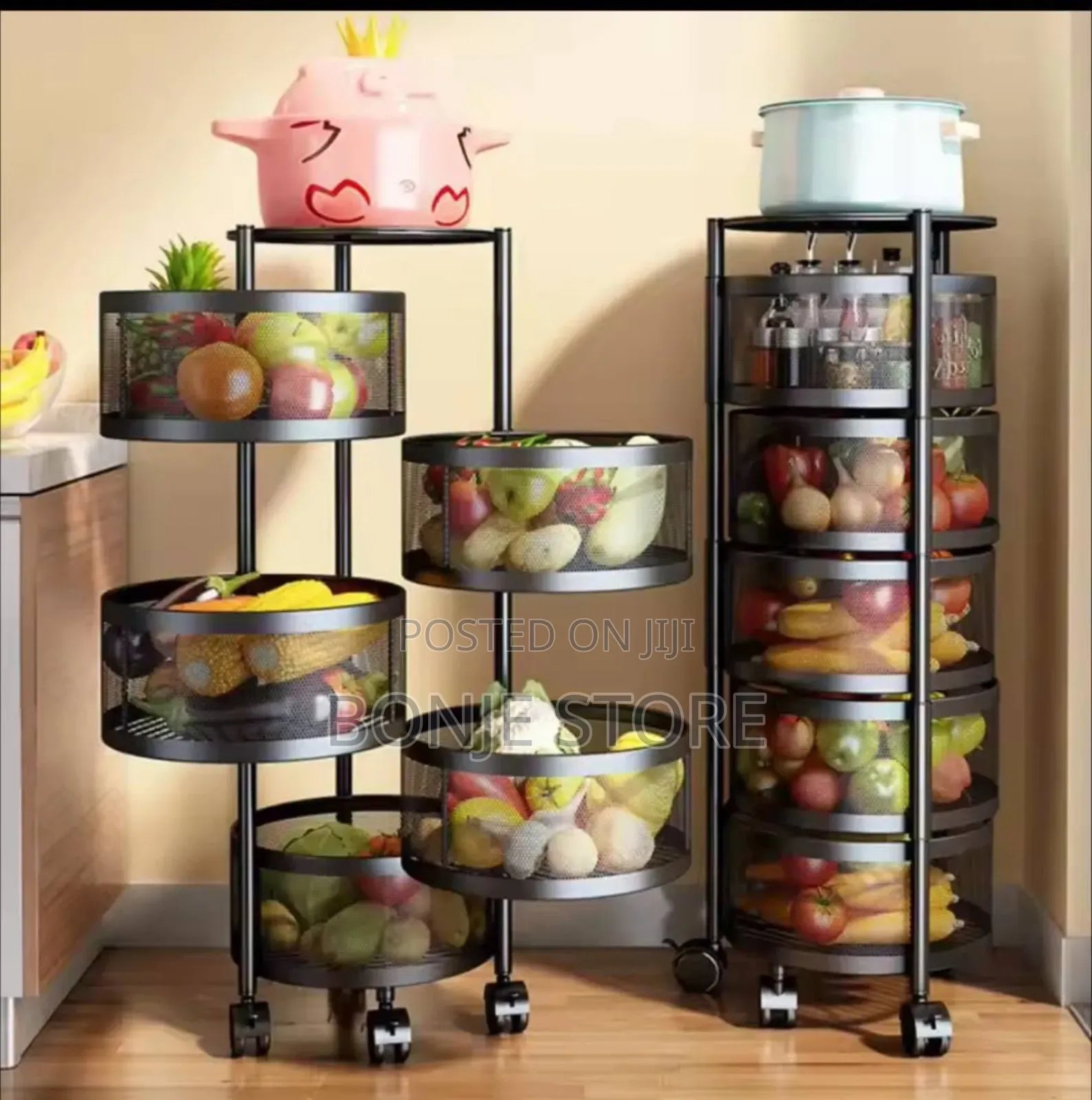 5 Layer Round Shape Kitchen Storage Rack, Rotating Rack, Fruit Basket