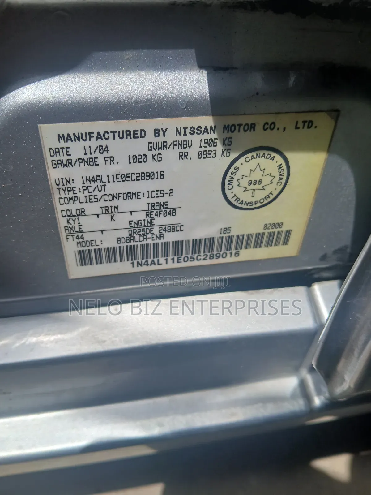 Nissan Altima 2005 Silver