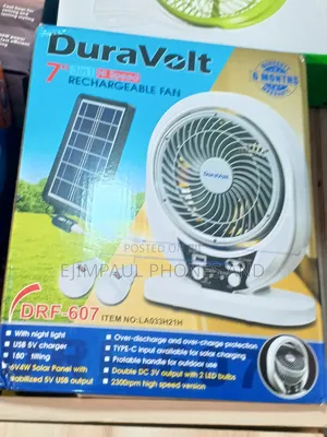 Duravolt Rechargeable Table Fan With Solar Panel