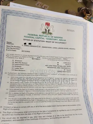 1000m2 of Land in Maitama 2 With Cofo for Sale