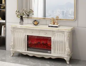 Brand New Luxury Marble Tv Console With Fireplace
