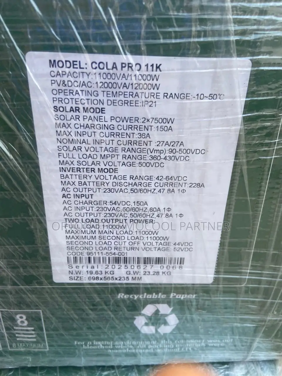 Colasolar Hybrid Inverter 11kva