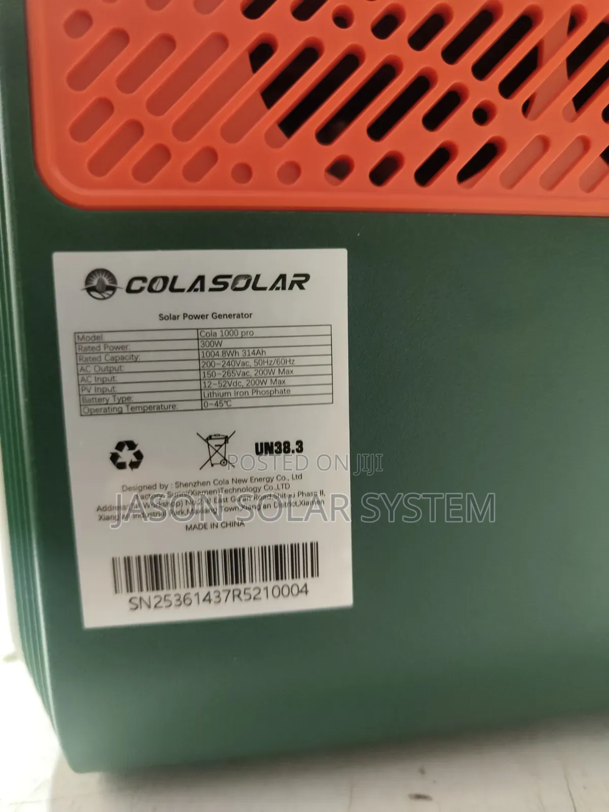 1kwh Pro Cola Solar Generator 300watts Output