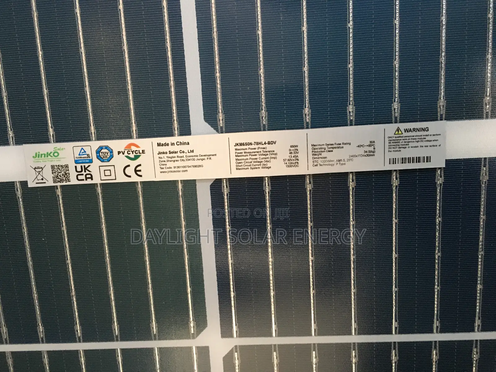 650w Jinko Solar Panels