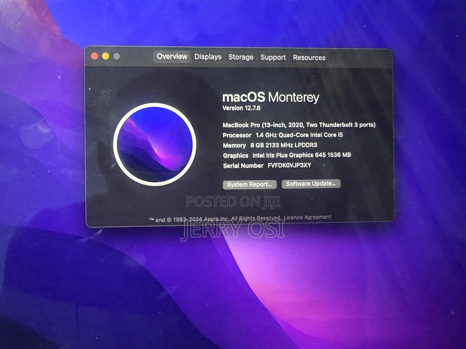 Laptop Apple MacBook Pro 2020 8GB Intel Core i5 SSD 256GB