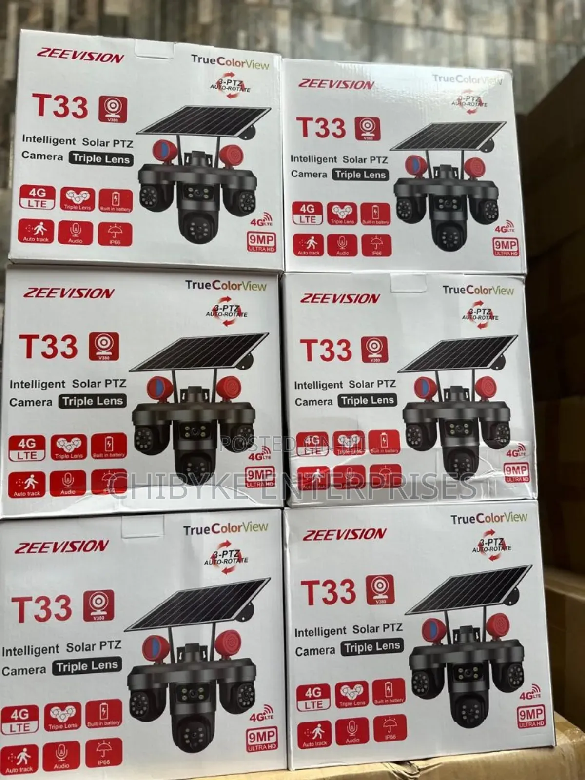 3ptz Auto Rotate, Triple Lens Solar PTZ Camera With Alarm