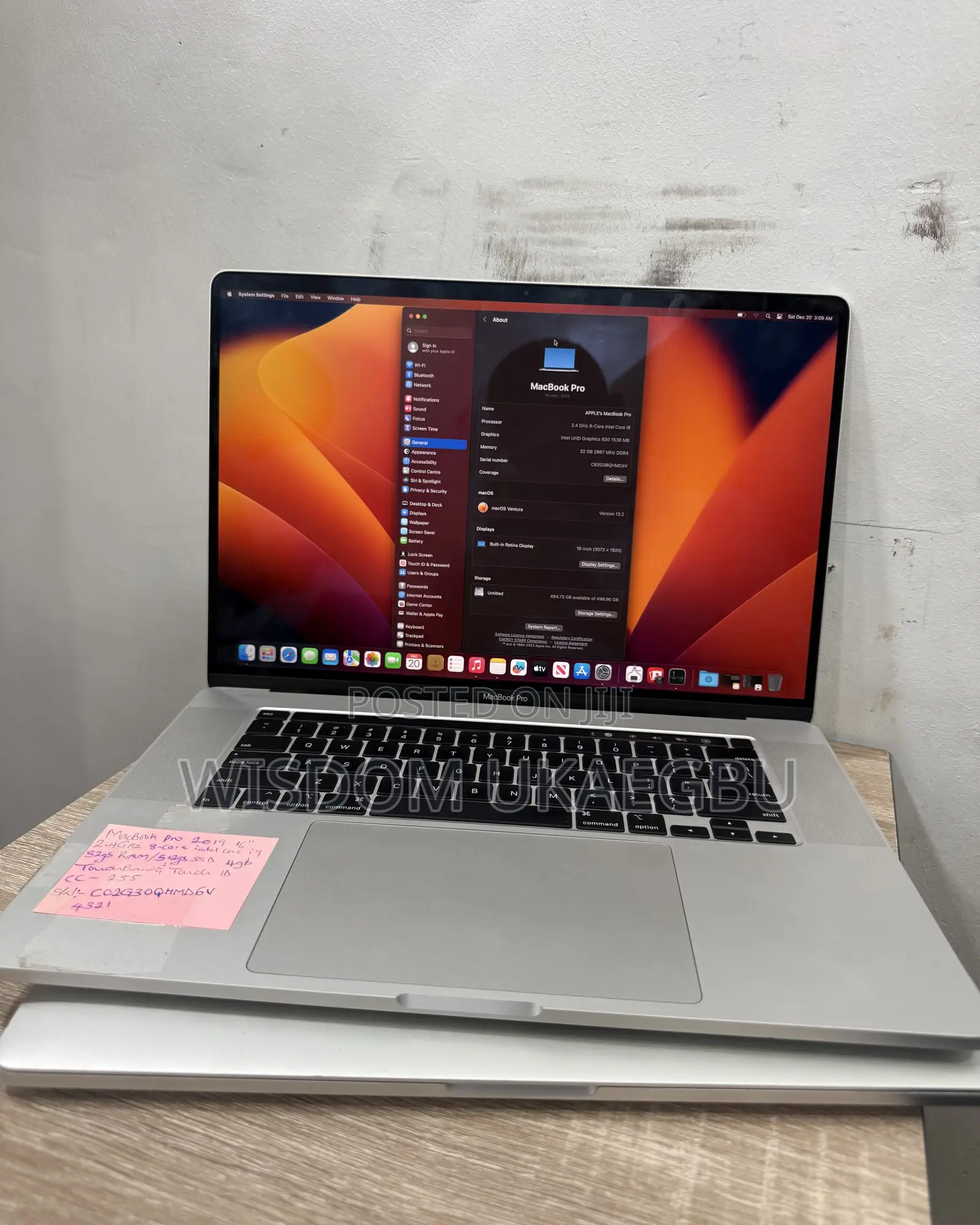 Laptop Apple MacBook Pro 2019 32GB Intel Core i9 SSD 512GB
