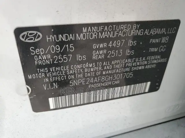 Hyundai Sonata SE 2016 White